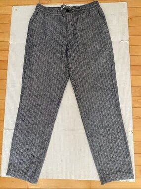 Topman Linen/Cotton Charcoal Pinstripe Drawstring Pants/Joggers Size W32 L33